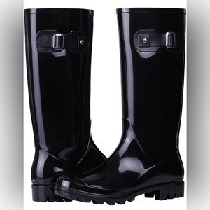 Evshine Knee High Rain Boots Narrow Calf Waterproof Tall Glossy Like New